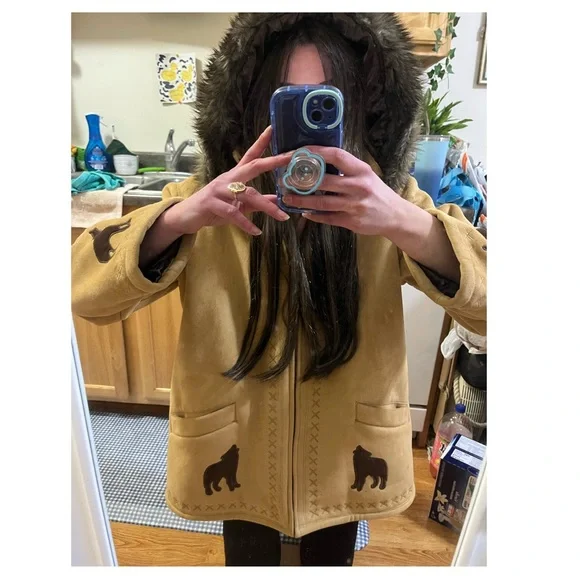 Vintage Coldwater Creek 90s faux fur hooded coat - Picture 9 of 13